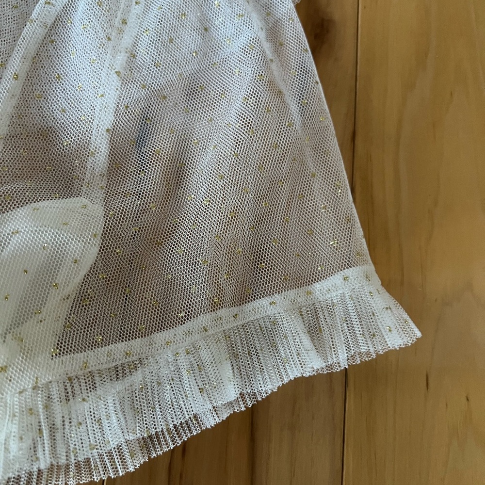 Betsey Johnson Full-Length White and Gold Tiered Dress - Picture 7 of 12